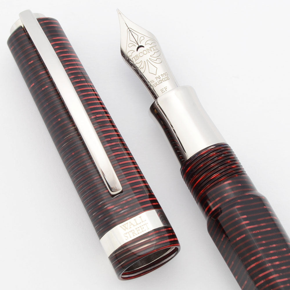 Visconti Wall Street Fountain Pen - Red Pearl Celluloid, C/C